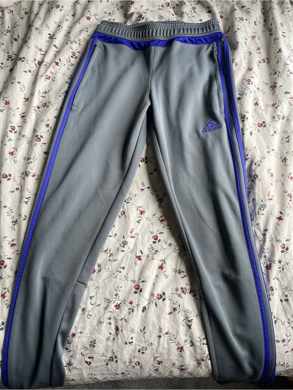adidas Gray Track Pants with Purple Accents